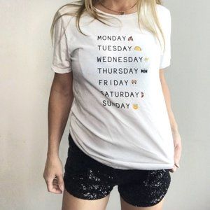 FOREVER 21 Emoji Days of the Week White tee Shirt